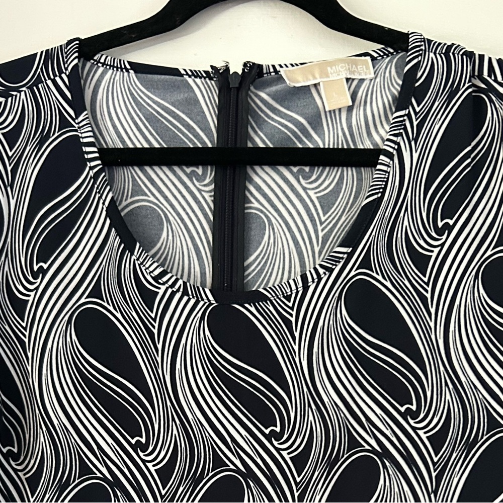 Michael Kors Black and White Long Sleeve Dress